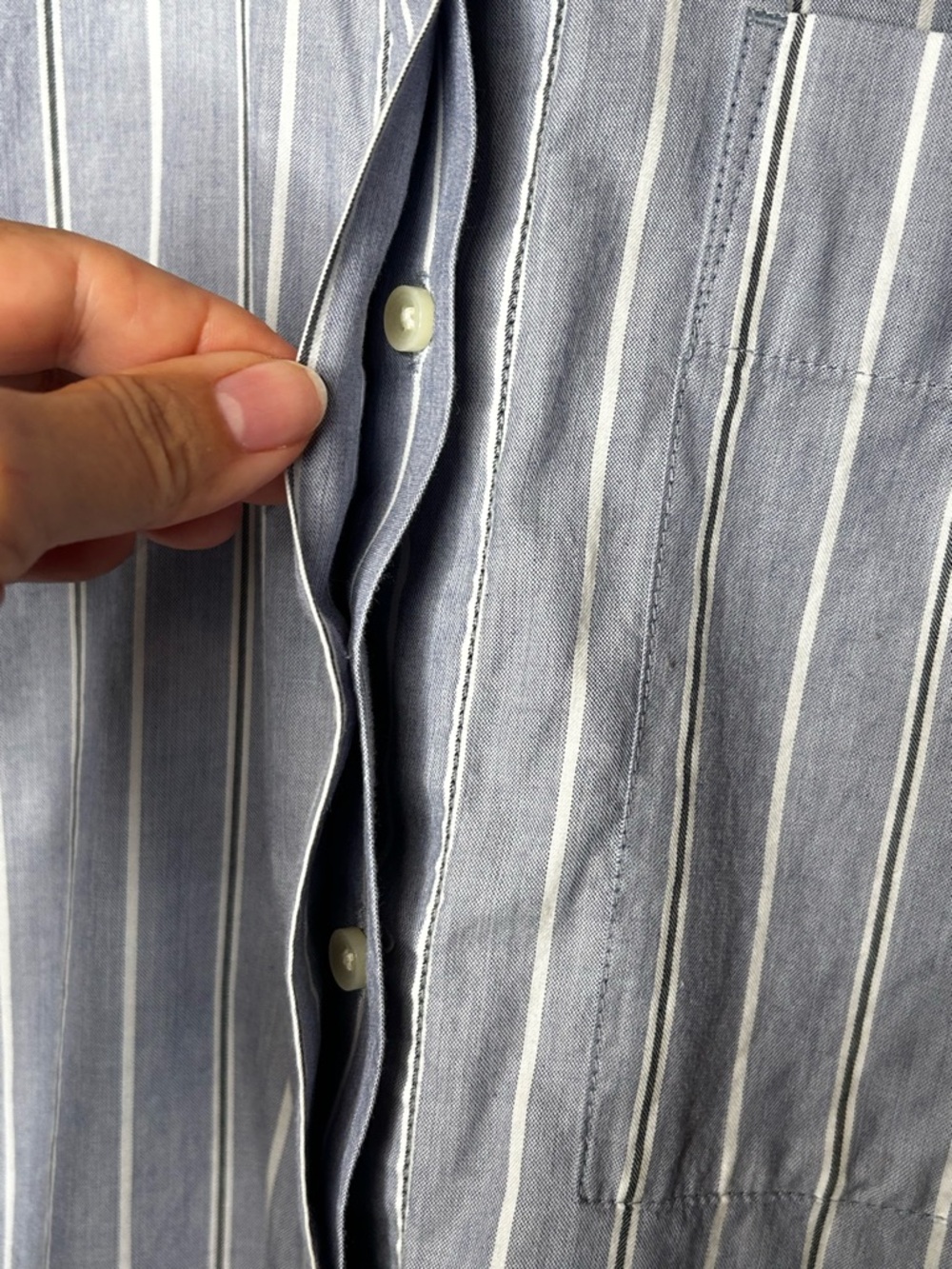 Everlane Iconic Oversized Striped Button-Down Cotton Shirt Relaxed Fit Coastal - Picture 13 of 15